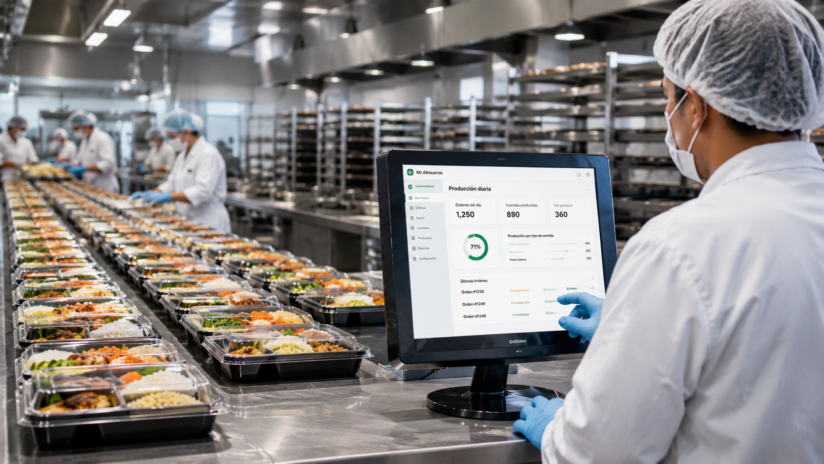 Panel Mi Almuerzo en cocina de producción de alimentos